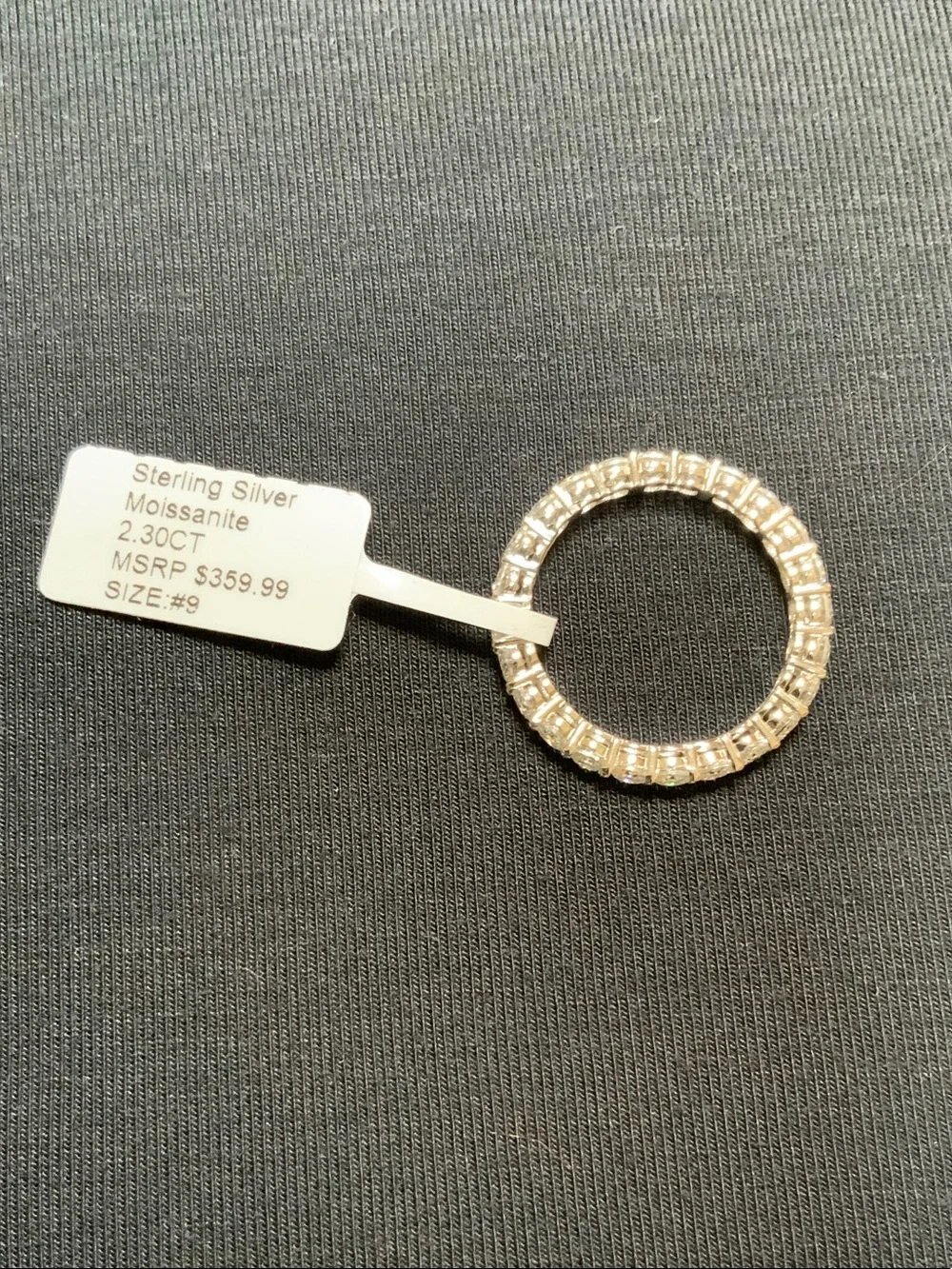Sterling Silver Moissanite Eternity Band - Size 9